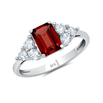 MAX + STONE 10k Yellow or White Gold Gemstone Emerald Cut Birthstone Anniversary Ring