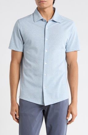 Robert Barakett Auron Knit Button-Up Shirt in Powder Blue at Nordstrom, Size Xx-Large