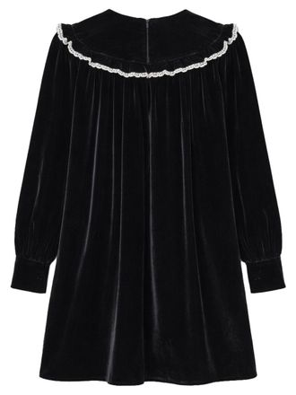 Ganni Recycled Polyester Velvet Mini Dress - Black
