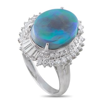 Luxury Bazaar Platinum 0.80ct Diamond and Black Opal Ring MF01-080326