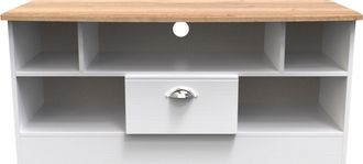 Welcome Furniture Westminster Ready Assembled 1 Drawer TV & Media Unit in White Ash & Riviera Oak - Welcome Furniture | TJ Hughes