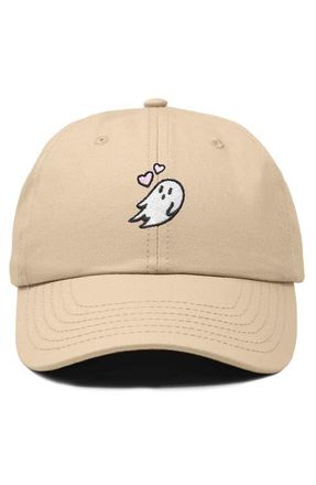 Dalix Heartly Ghost Embroidered Cap in Khaki at Nordstrom