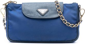Prada Pre-owned Prada Saffiano Trimmed Tessuto Chain Crossbody Ladies 8BAGGM0ZY860UIN5