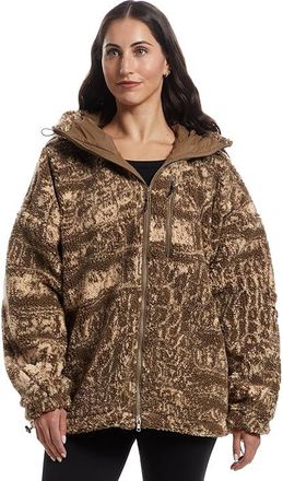 adidas by Stella McCartney Full-Zip Printed Winter Fleece JM3675 Womens Sweater Soft Powder Brown Moss : LG, Polyester