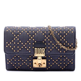 Dior Pre-owned Dior Denim Cannage Studded DiorAddict Wallet on Chain Ladies NN6MTWXWVM4OVAQR