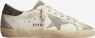 Golden Goose Niedrige Glatt- und Wildledersneakers mit Glitter Super Star