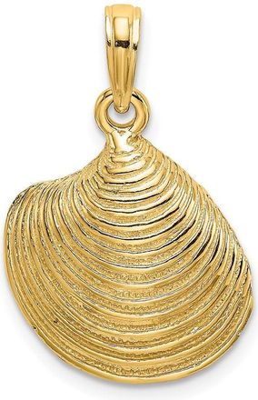 Diamond2Deal 14k Yellow Gold Textured Clam Shell Charm Pendant