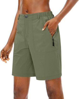 Generic Womens Lightweight Golf Shorts Quick Drying Breathable Zipper Button Sports Shorts with Elastic Waistband Beach Short Pants with Pockets