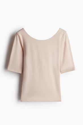 H&M Shirt mit Ballerina-Ausschnitt - Puderrosa