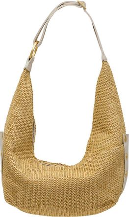 Hammitt Tom Zip Medium Hobo Bag in Calla Lily White Raffia/Gold at Nordstrom
