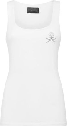 Philipp Plein Tanktop - Dames - Tops zonder mouwen - Wit - M - Leer - Tops