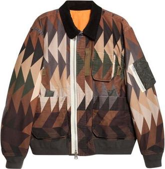 sacai x A.P.C. Quilts Blouson in Brown Multi at Nordstrom, Size 3
