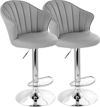 Elama 2 Piece Shell Back Faux Leather Adjustable Bar Stool in Dark Gray at Nordstrom