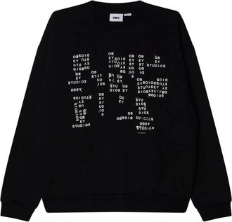 Obey Gestempeld Heavy Crew Fleece Sweatshirt - Heren - Sweatshirts - Zwart - S - Hoodies & sweatvesten