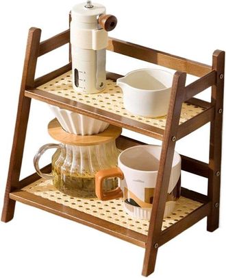 OEM Portavasos De 2 Niveles - Organizador De Bebidas - Escritorio De Cocina - Aspecto De Rat&aacute;n - 29 X 19 Cm - Marr&oacute;n Oscuro