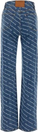 Alexander Wang Womens Printed Denim Jeans Deepbluewhite Exterior: Cotton