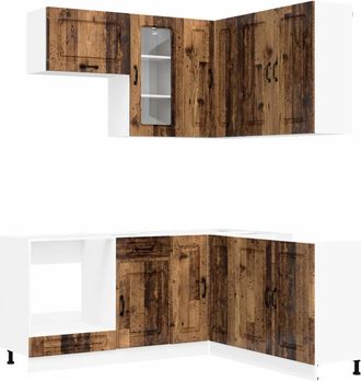 vidaXL Unidad De Cocina Kalmar 8 Uds. Madera Envejecida Vidaxl