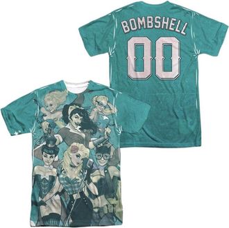 Gildan Justice League of America Bombshell Group (Front/Back Print) Short Sleeve Adult Poly Crew Tee / T-Shirt