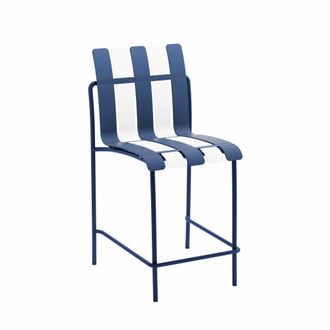 Mobili Rebecca Set de 2 Taburetes de bar altos en polipropileno blanco azul 110x54x49