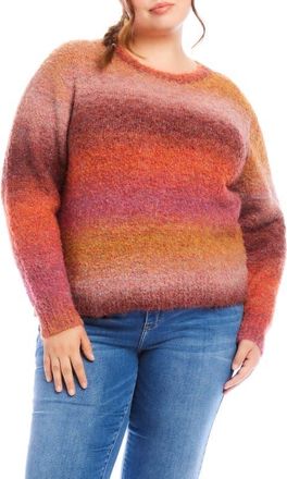 Karen Kane Ombré Stripe Bouclé Sweater in Sunset at Nordstrom, Size 2X
