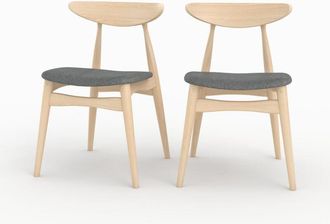 Rendez-Vous D&eacute;co Rendez-vous D&eacute;co - Juego De 2 Sillas En Tela Gris Y Madera De Caucho - Josette
