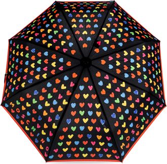 Moschino Folding Umbrella With Colorful Print, Unisex, Black