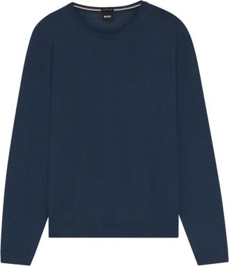 HUGO BOSS Leno-P Sweater - Heren - Ronde hals truien - Blauw - 2XL - Wol - Truien & Vesten