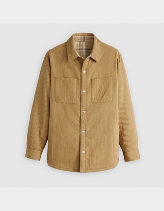 Levi's Mens Bryant Snap Button Solid Patterned Overshirt - Ermine - Size: 40/Regular