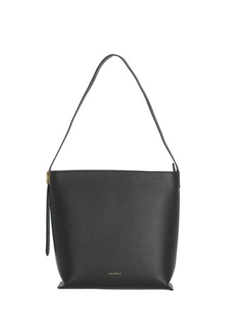 Coccinelle Structured Pebbled Leather Shoulder Bag With Lock Detail