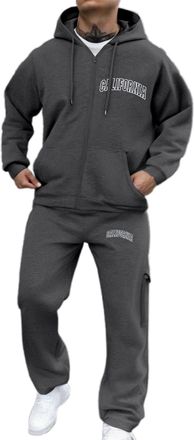 Generic Mens Streetwear Tracksuit Set Breathable Sportswear Zip Up Moisture Wicking Casual Loungewear Winter Warm Soft Feel Sweatsuit Athletic Style Mens 2 Pi