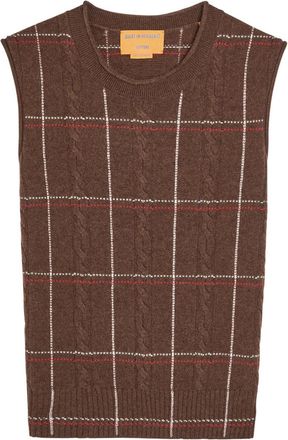 Guest In Residence Check Cashmere Vest - Brown - S (UK8-10 / S)