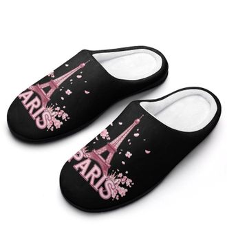 Generic Paris Eiffel Tower Womens Slippers Warm House Slippers Indoor House Shoes with Anti-Skid Rubber Sole