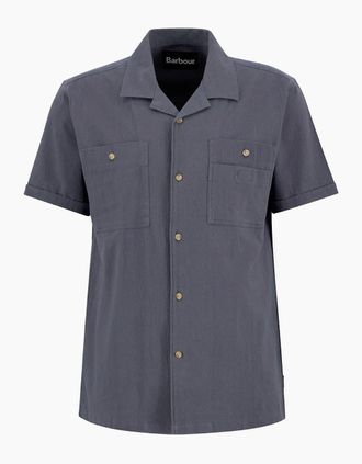 Barbour Mens Barbour Riddell Crinkle Crepe Short Sleeve Shirt - Grey - Size: 38/Regular