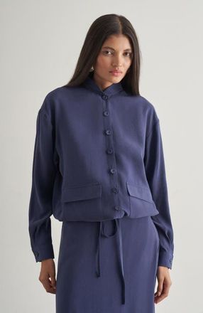 Mizalle Drawstring Jacket in Indigo at Nordstrom, Size X-Large