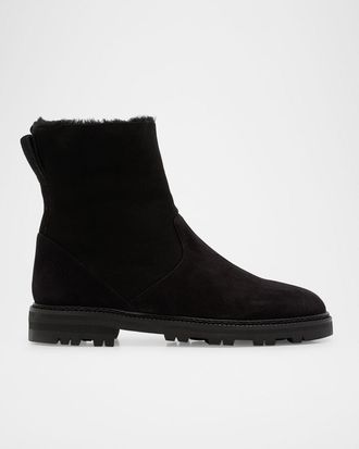 Manolo Blahnik Tomosa Suede Cozy Ankle Booties