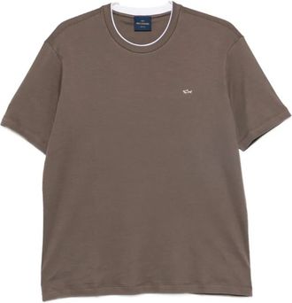 Paul & Shark Supima Cotton Embroidered Fin T-Shirt - Heren - T-shirts - Bruin - XL - Katoen - Tops