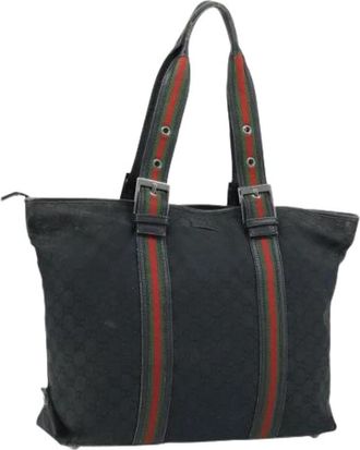 Gucci Pre-owned Vintage GG Canvas Tote - Dames - Vintage Shopper - Zwart - ONE Size - Leer - Vintage