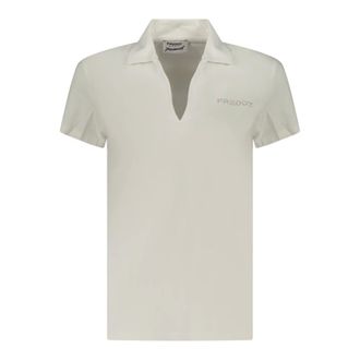 Freddy Blouses, female, White, Size: L Short-sleeved V-neck T-shirt