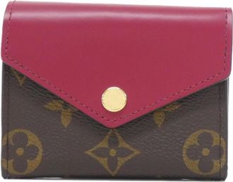 Louis Vuitton Fuchsia Marron Coated Canvas Leather Wallet (Tri-Fold) (Pre-Owned)
