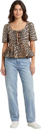 Ganni Brown Scoop Neck Top