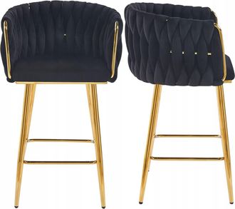 OEM Taburete H7-fx (g) De Terciopelo Negro (estructura Dorada)