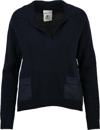 Semicouture Maglia Asimmetrica - Dames - V-hals truien - Blauw - XS - Wol - Truien & Vesten