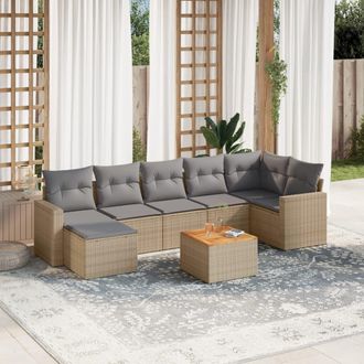 vidaXL Vidaxl - Juego De Sof&aacute;s De Jard&iacute;n Con Cojines Beige 8 Pzas Rat&aacute;n Pe