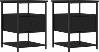 vidaXL Mesitas de noche 2 uds madera de ingeniería negro 40x42x56 cm vidaXL