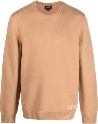A.P.C. Geborstelde wollen trui Edward Camel - Heren - Ronde hals truien - Bruin - M - Wol - Truien & Vesten