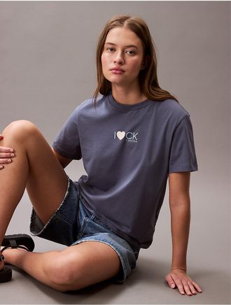 Calvin Klein Jeans Calvin Klein Womens Heart Logo Classic T-Shirt - Blue - XS