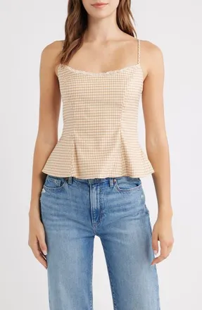 Reformation Genevieve Gingham Peplum Top in Anzo Check at Nordstrom, Size 12