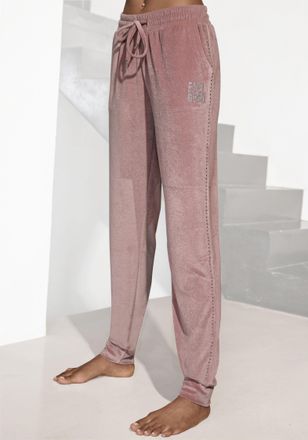 Vivance Nickihose VIVANCE, Damen, Gr. 32/34, N-Gr, rosa (altrosa), Nicki, Obermaterial: 100% Polyester, Basic schmal lang, Hosen Nickihose, mit Glitzerdruck