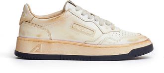Autry Beige White Medalist Low Leather Sneakers