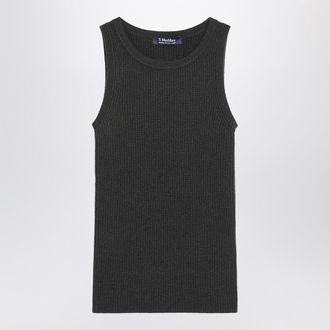 Max Mara S Max Mara Green Ribbed Tank Top In Wool And Cashmere